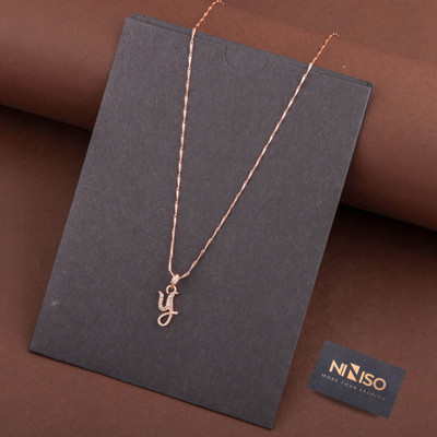 NINISO Alphabet Letter Y Rhodium Cubic Zirconia Alloy Pendant Set