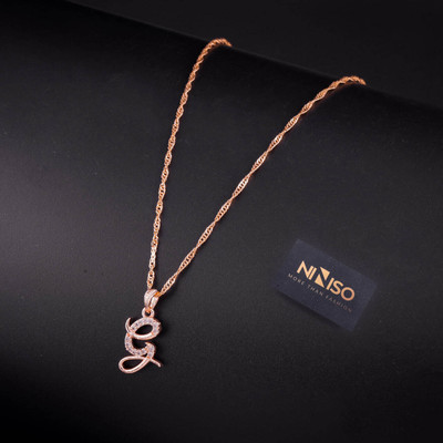 NINISO Alphabet Letter G Rhodium Cubic Zirconia Alloy Locket Set