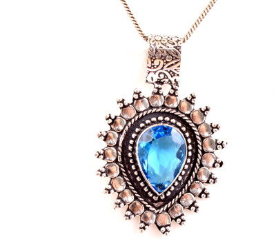 AAR Jewels Gemstone Pendant Necklace Rhodium Garnet Alloy Pendant