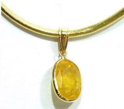 TODANI JEMS Certified Natural Yellow Sapphire Pendant/Locket Pukhraj Stone For Men & Women Gold-plated Sapphire Brass