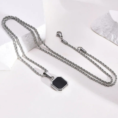syrma Silver Agate Stainless Steel Pendant