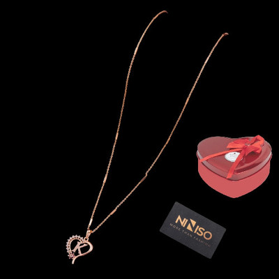 NINISO Heart Shape Alphabet 'S' Valentine Special Pendant Propose Wedding Anniversary Rhodium Cubic Zirconia Alloy Locket Set