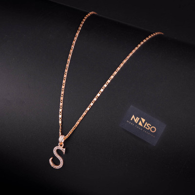 NINISO Alphabet Letter S Rhodium Cubic Zirconia Alloy Locket Set