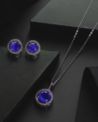 Pihoo Enterprise Alloy Silver Blue Jewellery Set(Pack of 1)