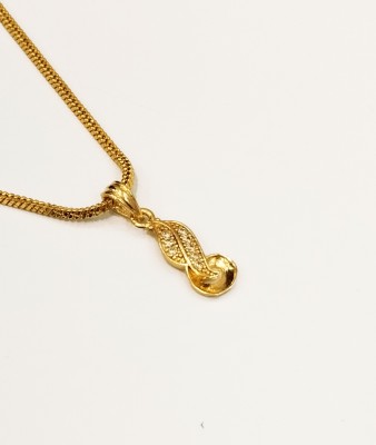 ROOTWAVE Leaf Design AD Stone Gold-Plated Chain with Pendant Locket for Women & Girls Silver Brass Pendant