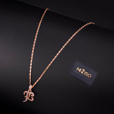 NINISO Alphabet Letter K Rhodium Cubic Zirconia Alloy Locket Set