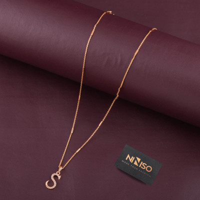 NINISO Alphabet Letter S Rhodium Cubic Zirconia Alloy Locket Set