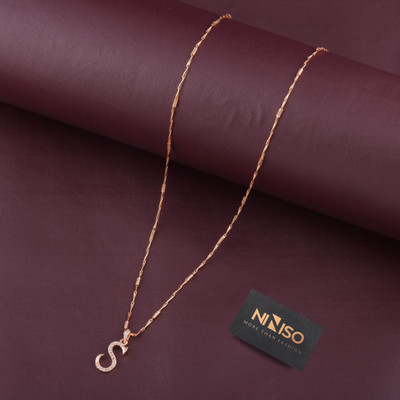 NINISO Alphabet Letter S Rhodium Cubic Zirconia Alloy Locket Set