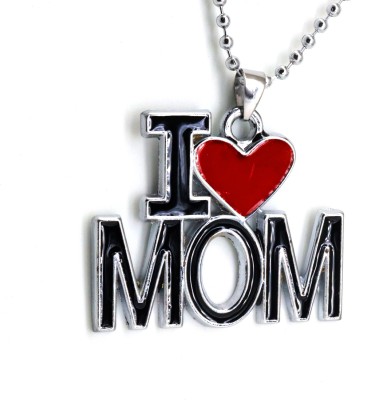 NNPRO Beautiful I love Mom Mother Love Pendant With Chain Rhodium Stainless Steel Locket