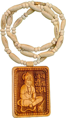 DVM Original Natural Wood Tulsi Kanthi Mala With Hanuman ji Shri SITA RAM Wood Layered
