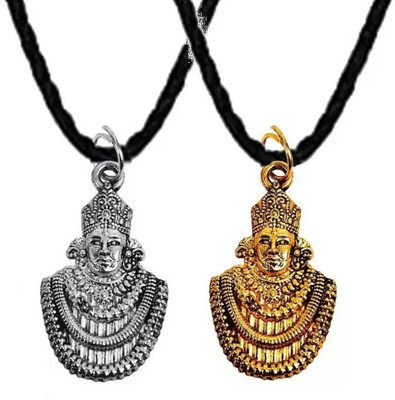 ROOTWAVE 2pcs Small Baba Khatu Shyam/Barbarika Ji Face Locket Pendant With Cotton Dori Silver Stainless Steel, Cotton Dori Pendant
