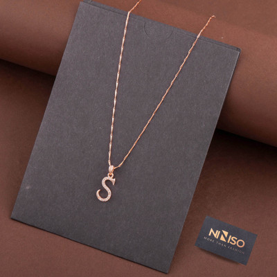 NINISO Alphabet Letter S Rhodium Cubic Zirconia Alloy Locket Set