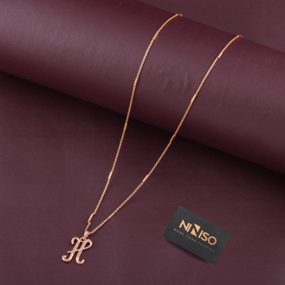 NINISO Alphabet Letter H Rhodium Cubic Zirconia Alloy Pendant Set