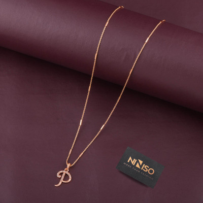 NINISO Alphabet Letter P Rhodium Cubic Zirconia Alloy Locket Set
