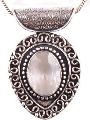 AAR Jewels Gemstone Pendant Necklace Rhodium Topaz Alloy Pendant