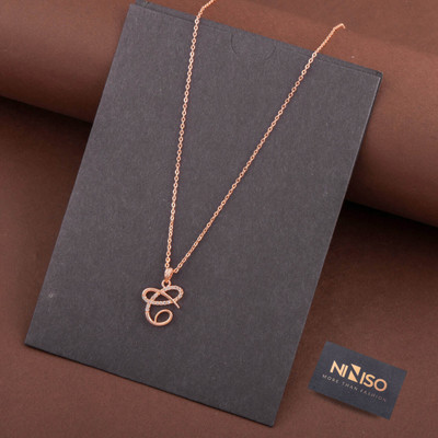 NINISO Alphabet Letter C Rhodium Cubic Zirconia Alloy Locket Set
