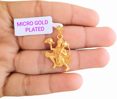 SAPNAPALACE HANUMAN JI LOCKET WITH MICRO GOLD PLATED MATT FINISHED Gold-plated Brass Locket