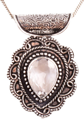 AAR Jewels Gemstone Pendant Necklace Rhodium Agate Alloy Pendant