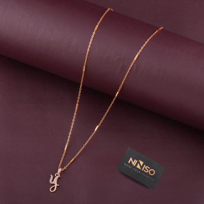 NINISO Alphabet Letter Y Rhodium Cubic Zirconia Alloy Pendant Set