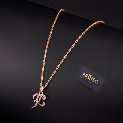 NINISO Alphabet Letter K Rhodium Cubic Zirconia Alloy Locket Set