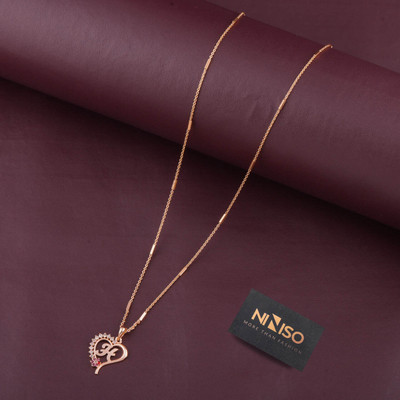 NINISO Heart Shape Alphabet Letter H Rhodium Cubic Zirconia Alloy Pendant Set