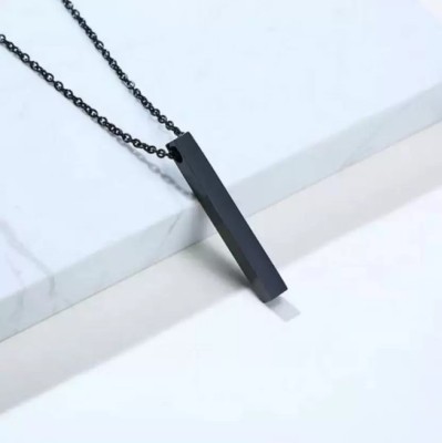 Agarwalproduct 3D Vertical Bar Cuboid Stick Locket Necklace Rhodium Alloy Pendant Set