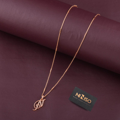 NINISO Alphabet Letter N Rhodium Cubic Zirconia Alloy Pendant Set