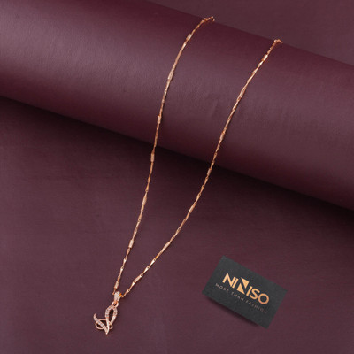 NINISO Alphabet Letter V Rhodium Cubic Zirconia Alloy Locket Set