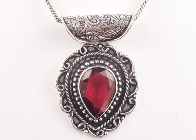 AAR Jewels Gemstone Pendant Necklace Rhodium Topaz Alloy Pendant