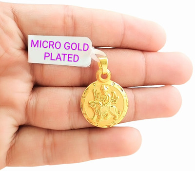 SAPNAPALACE DURGA MAA COIN STYLE ROUND SHAPED DESIGNER PENDANT WITH MICRO GOLD Gold-plated Brass Locket