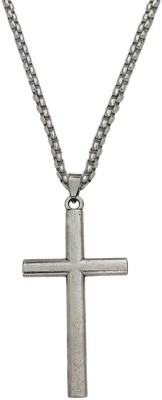 M Men Style Christmas Gift High Polished Jesus Christ Cross Necklace With Chain Silver Stainless Steel Pendant