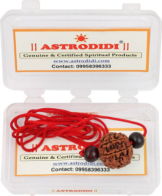 Astrodidi 7 Mukhi Rudraksha Face With Red Chandan Beads Natural Real and Genuine Wood Pendant