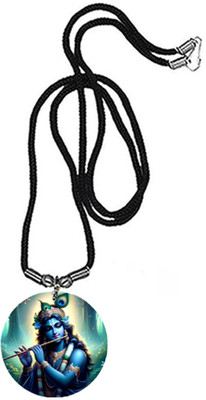 Abhiora Fashion Lord Krishna Playing Basuri Cord Chain Acrylic Pendnet for Men and Women Acrylic Pendant