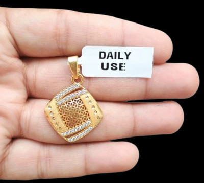 NXDIV SQAURE DIMONDS WITH CUT DESIGNER FINISHED GOLD PENDANT Gold-plated Cubic Zirconia Brass Locket