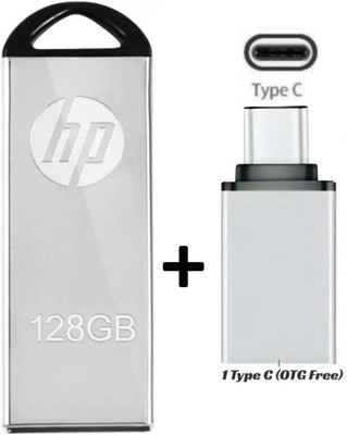 HP v220m 128 GB Pen Drive Compatible with Audio Player, Laptop, Gaming Console, Mobile, Tablet USB 2.0 Metal Case(Silver)
