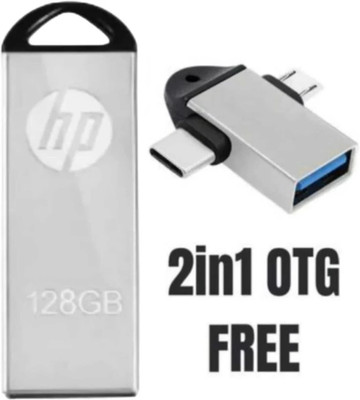 HP V220W 128GB With 2 IN 1 OTG 128 GB Pen Drive Compatible with Laptop, Audio Player, Desktop Computer, Laptop, Tablet USB 2.0 Metal Case(Multicolor)