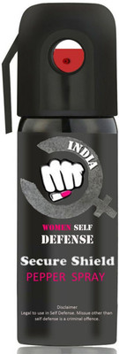 SECURE SHIELD Ultra Strong Women Self Defence Pepper Spray for Safety/Protection, Compact Size with Clip | Max Protection - 45 shots | 55 ml Pepper Stream Spray