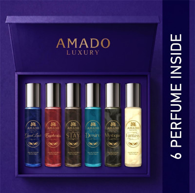 Amado Pack of 6 Designer Long Lasting Fragrances - 10ml Each | Signature Collection Eau de Parfum - 60 ml(For Men & Women)