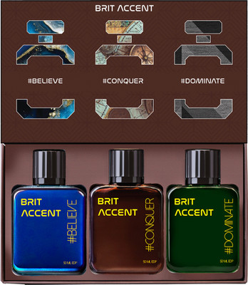 BRIT ACCENT |Grandeur Premium Collection Gift Set|3 X 50 ML|#Believe #Conquer,#Dominate| Extrait De Parfum - 150 ml(For Men)