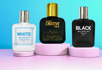 Wildplay White, Black & Creative Talk Combo 3 Eau de Parfum  -  90 ml(For Men & Women)
