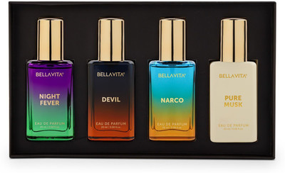 BELLAVITA Unisex Scents Gift Set|4x20ml|Long Lasting Perfume|Woody & Musk Fragrance Notes| Eau de Parfum - 80 ml(For Men & Women)
