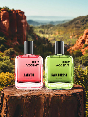 BRIT ACCENT Combo Pack Of 2|Rain-Forest-Canyon|Parfum|Long-Lasting|Specially Currated| Eau de Toilette - 100 ml(For Men & Women)