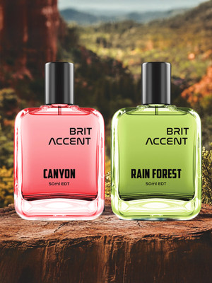 BRIT ACCENT Combo Pack Of 2|Rain-Forest-Canyon|Parfum|Long-Lasting|Specially Currated| Eau de Toilette - 100 ml(For Men & Women)