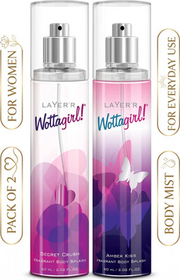 LAYER'R Wottagirl Secret Crush & Amber Kiss Body Splash Long Lasting Fragrance Combo Perfume - 120 ml(For Women)