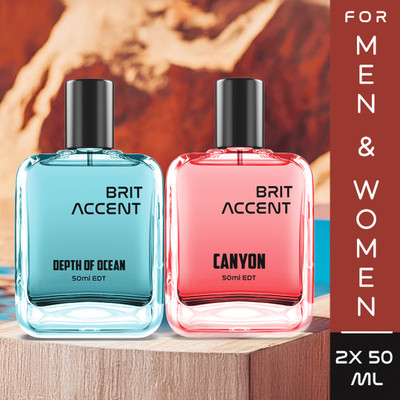 BRIT ACCENT Combo Pack Of 2|Depth Of Ocean-Canyon|Parfum|Long-Lasting|Specially Currated| Eau de Toilette - 100 ml(For Men & Women)