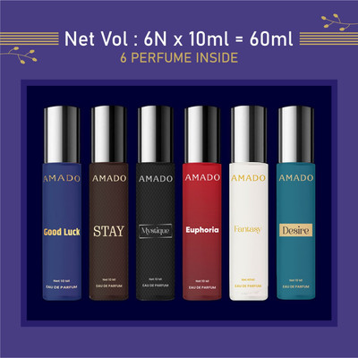 Amado Valentine Gift Set Organic Luxury Unisex Perfume Gift Set For Men & Women 6x10ml Eau de Parfum - 60 ml(For Men & Women)