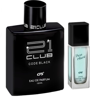 CFS Code Black 100ml Eau De Parfum & Pure Heart Blue 25ml Long lasting Perfume Eau de Parfum  -  125 ml(For Men & Women)