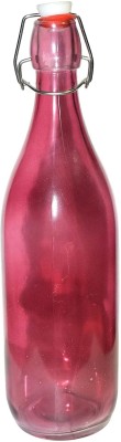 CRAFTVERRE Transparent Glass Water 1000 ml Bottle (Pack of 1, Pink, Glass) 1000 ml Bottle(Pack of 1, Pink, Glass)