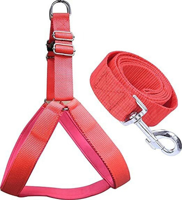 SUPER Nylon Adjustable Leash with Padded Harness Dog Harness & Leash(Extra Large, Red)