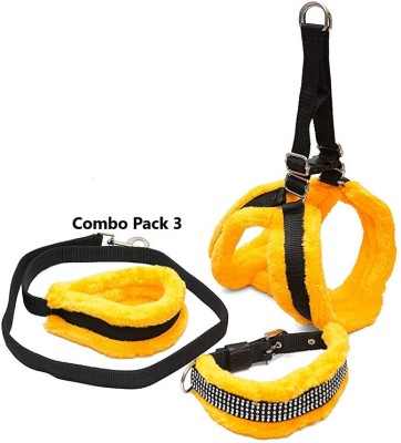 Aftra Combo Pack Soft Comfortable Breakaway Closure Dog & Cat Harness & Leash(Medium, Black)